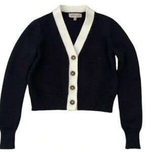 Philosophy Black and White Cardigan Sweater with Piping S